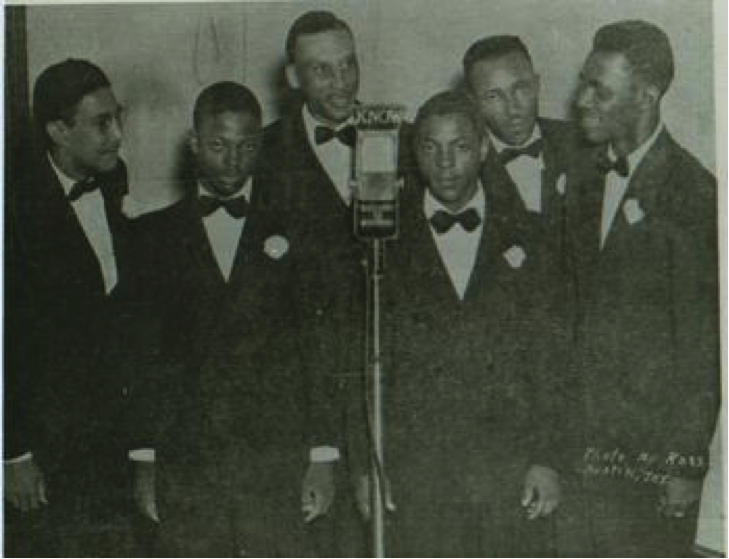 The Starlight Singers, with lead singer A.C. Littlefield (far right), changed their name to the Bells of Joy in 1950.